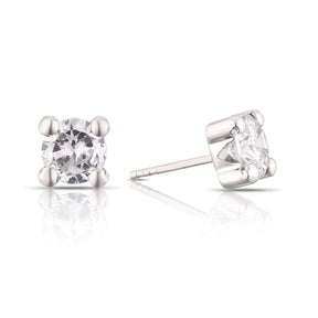 9ct White Gold Cubic Zirconia Round Stud Earrings
