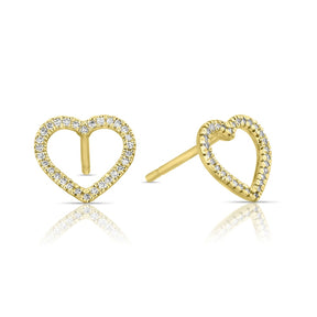 9ct Yellow Gold & Diamond Total Heart Stud Earrings