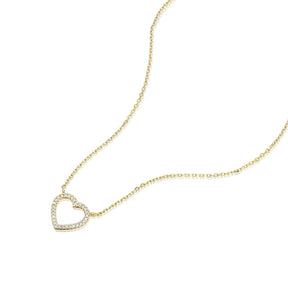 9ct Yellow Gold & Diamond Open Heart Necklace