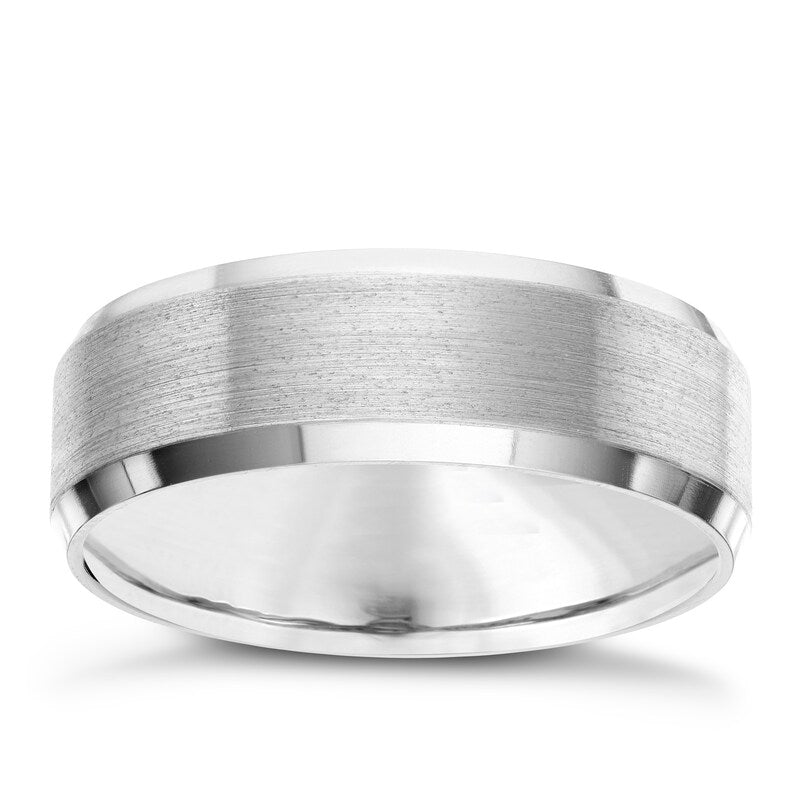 7mm Titanium Matte & Polished Patterned Band