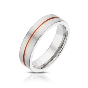 Titanium & Rose Gold Plated Matte Groove Band