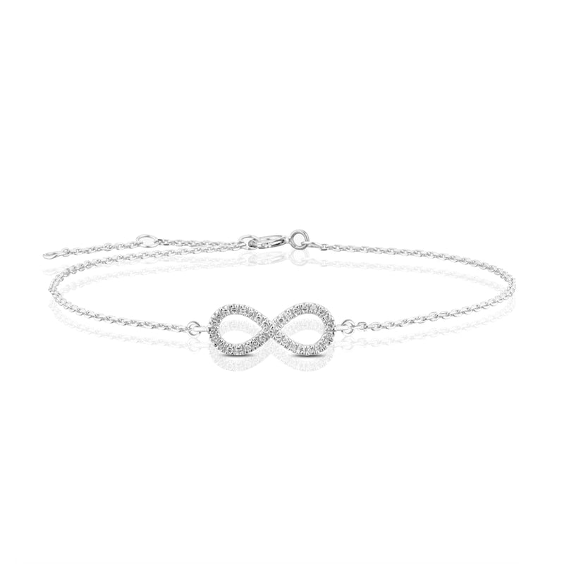 9ct White Gold 7" Diamond Adjustable Infinity Bracelet