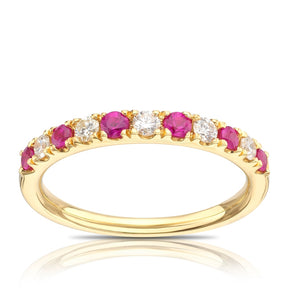 18ct Yellow Gold Ruby & 0.20ct Diamond Eternity Ring