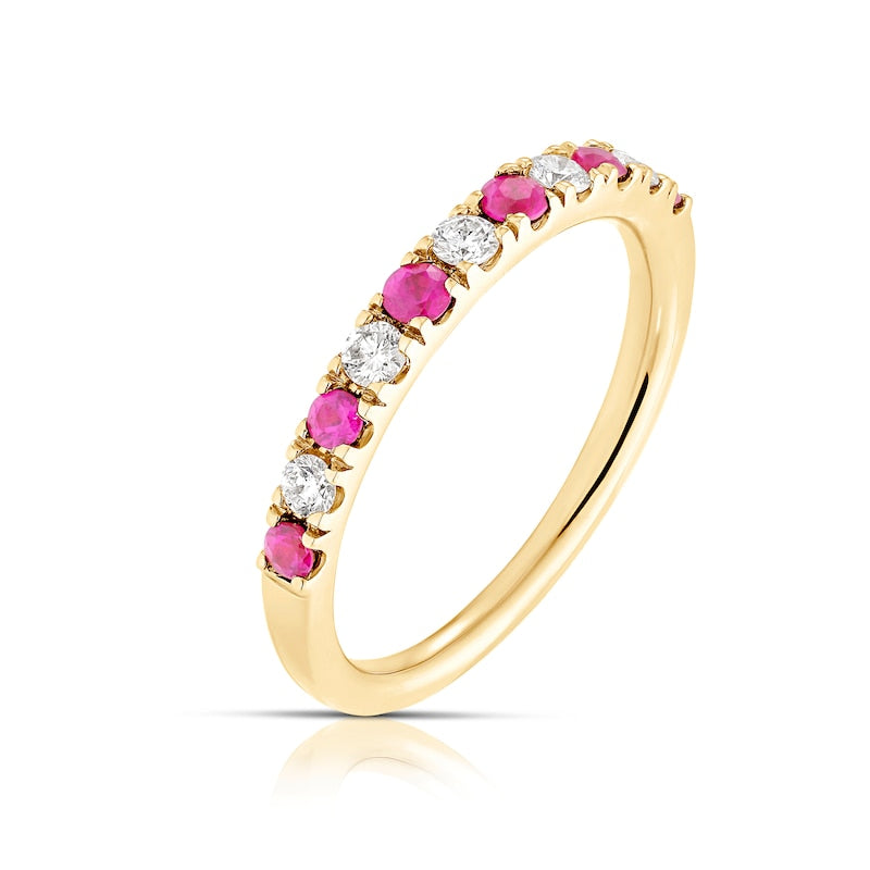 18ct Yellow Gold Ruby & 0.20ct Diamond Eternity Ring
