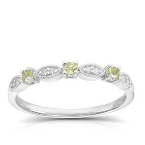 9ct White Gold Peridot & Diamond Eternity Ring