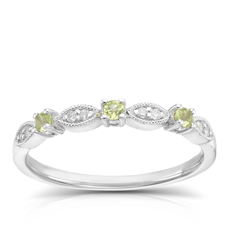9ct White Gold Peridot & Diamond Eternity Ring