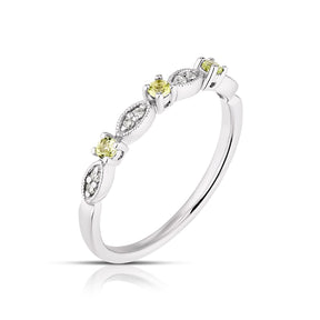 9ct White Gold Peridot & Diamond Eternity Ring
