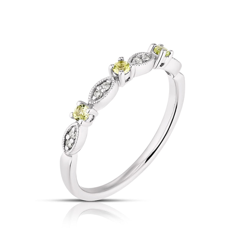 9ct White Gold Peridot & Diamond Eternity Ring