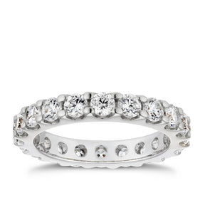 Platinum Full Round Cut & Claw Set Eternity 2ct Diamond Ring