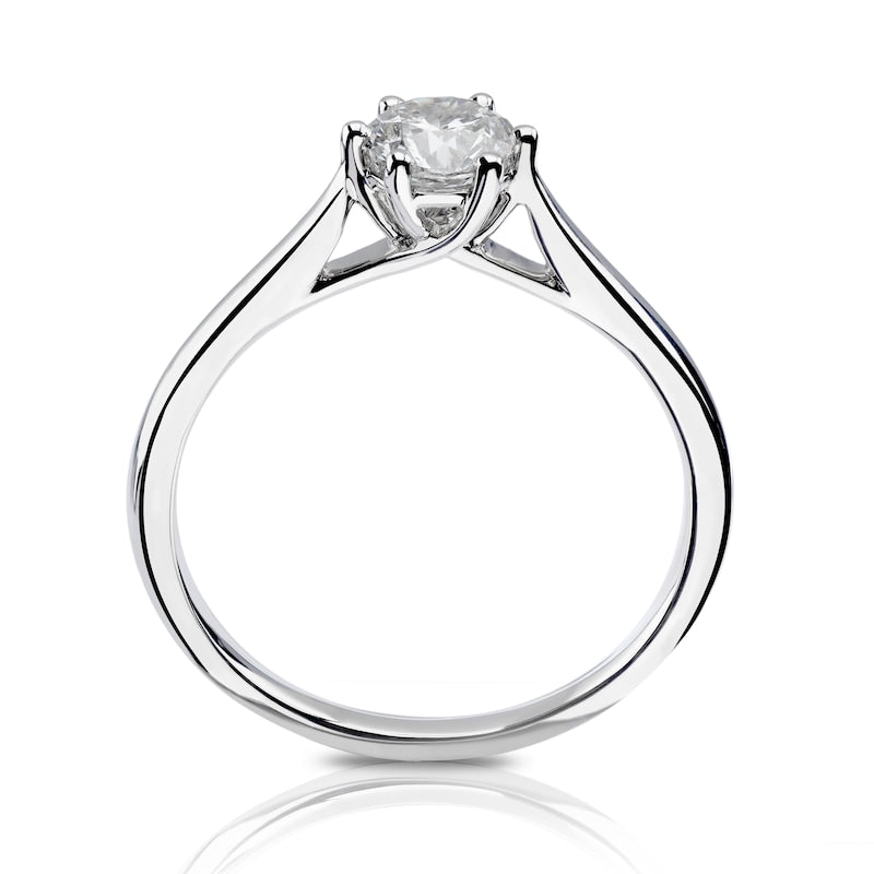 Engagement Ring 18ct White Gold Six Claw Solitaire 0.50ct Diamond Ring
