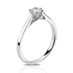 Engagement Ring 18ct White Gold Six Claw Solitaire 0.33ct Diamond Ring