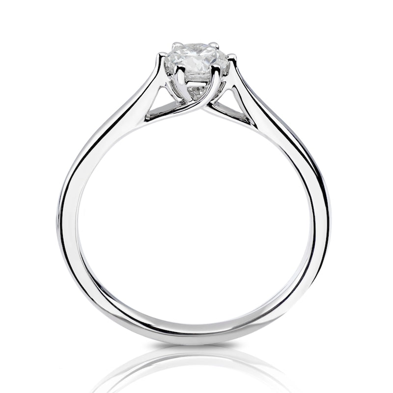 Engagement Ring 18ct White Gold Six Claw Solitaire 0.33ct Diamond Ring