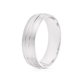 9ct White Gold 6mm Patterned Court Wedding Ring