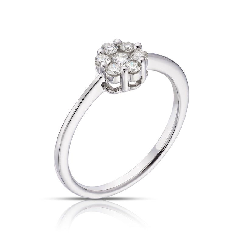 Engagement Ring 9ct White Gold Round Flower Cluster 0.25ct Diamond Ring