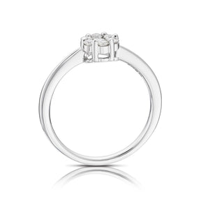 Engagement Ring 9ct White Gold Round Flower Cluster 0.25ct Diamond Ring