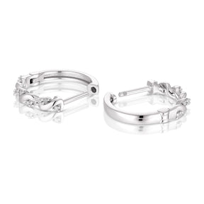 9ct White Gold Diamond Twist Hoop Earrings