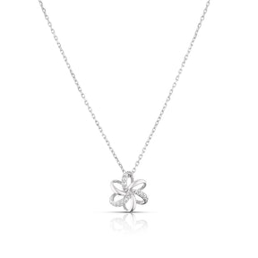 9ct White Gold Diamond Flower Pendant