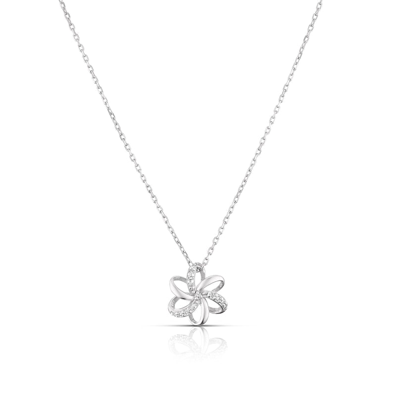 9ct White Gold Diamond Flower Pendant