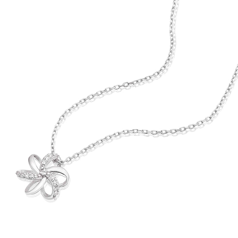 9ct White Gold Diamond Flower Pendant