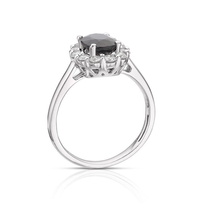 18ct White Gold Sapphire 0.50ct Diamond Halo Ring
