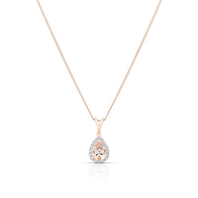 9ct Rose Gold Morganite & Diamond Pendant