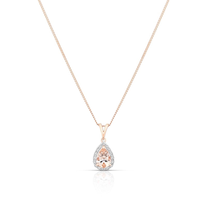 9ct Rose Gold Morganite & Diamond Pendant