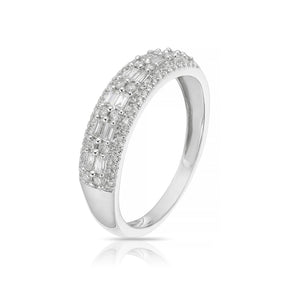 9ct White Gold Double Row Eternity 0.33ct Diamond Ring