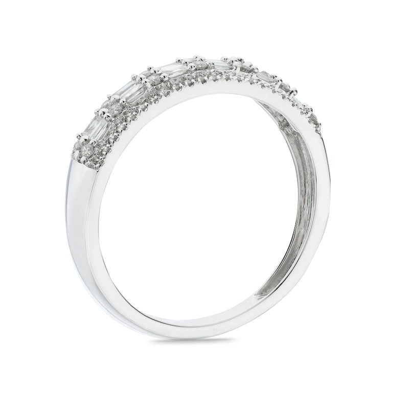 9ct White Gold Double Row Eternity 0.33ct Diamond Ring