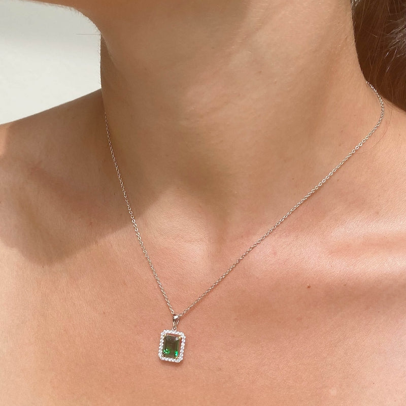 CARAT* LONDON Eton Silver Cubic Zirconia Baguette Cut Pendant