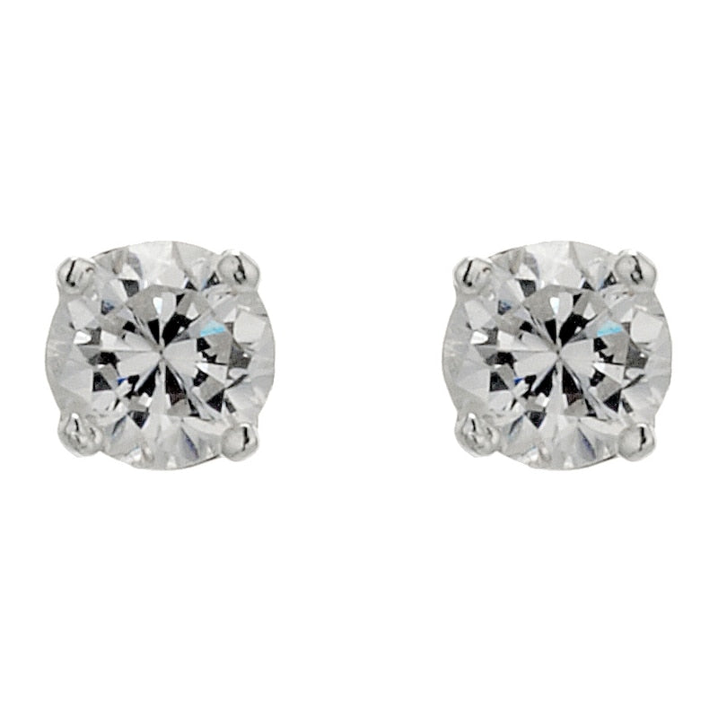Sterling Silver Cubic Zirconia 4mm Stud Earrings