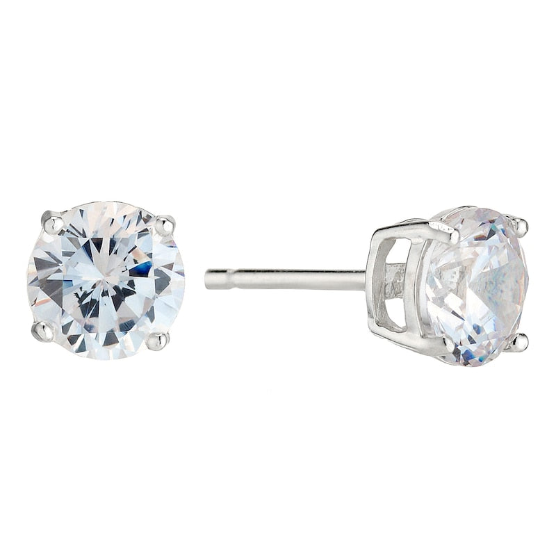 Sterling Silver Cubic Zirconia 7mm Stud Earrings