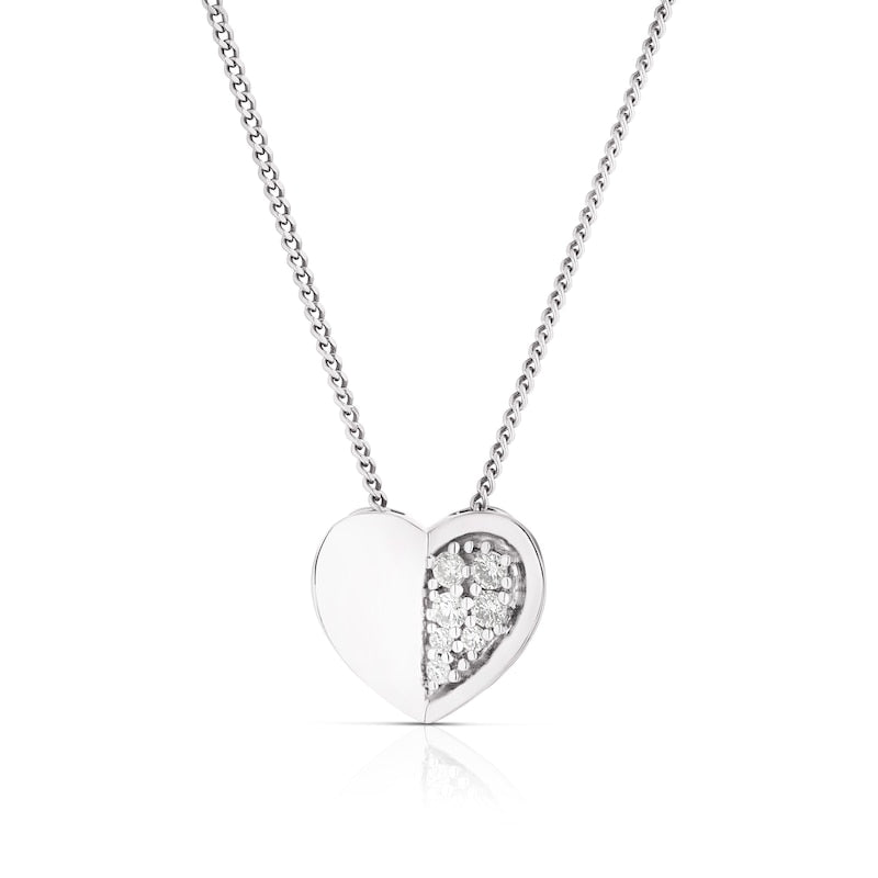 Sterling Silver Diamond Half Set Heart Pendant