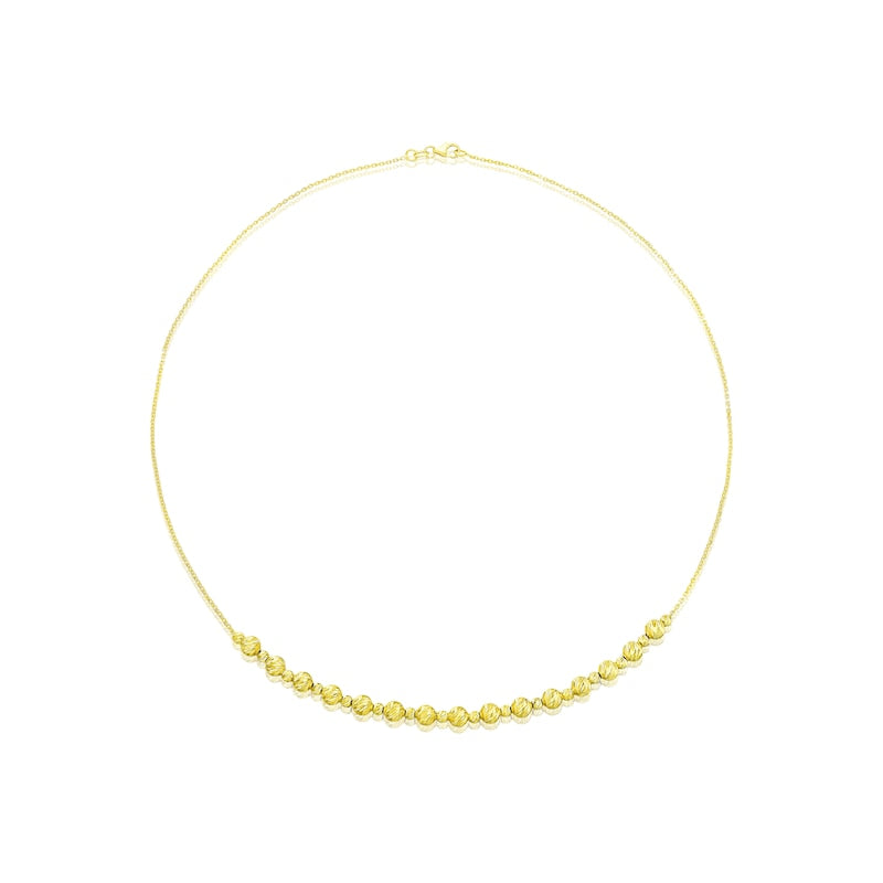 9ct Yellow Gold Diamond Cut Bead Station Necklace