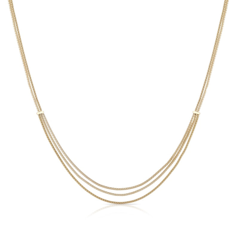 9ct Yellow Gold Multi Row Popcorn Chain Necklace