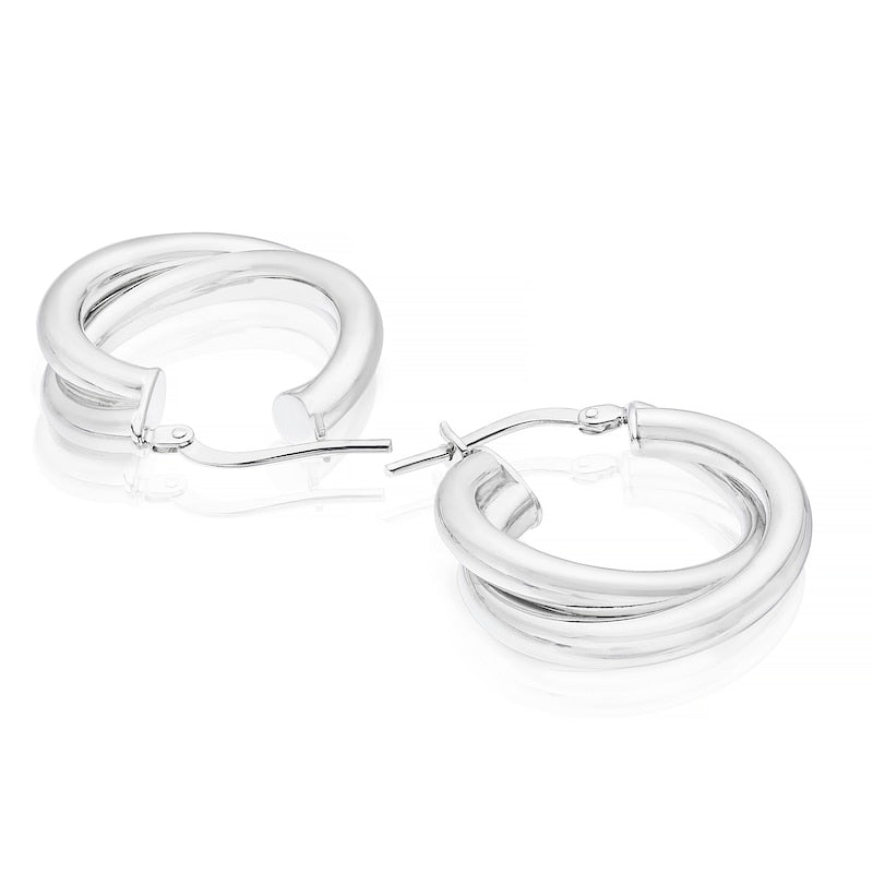 Sterling Silver Double Twist Hoop Earrings