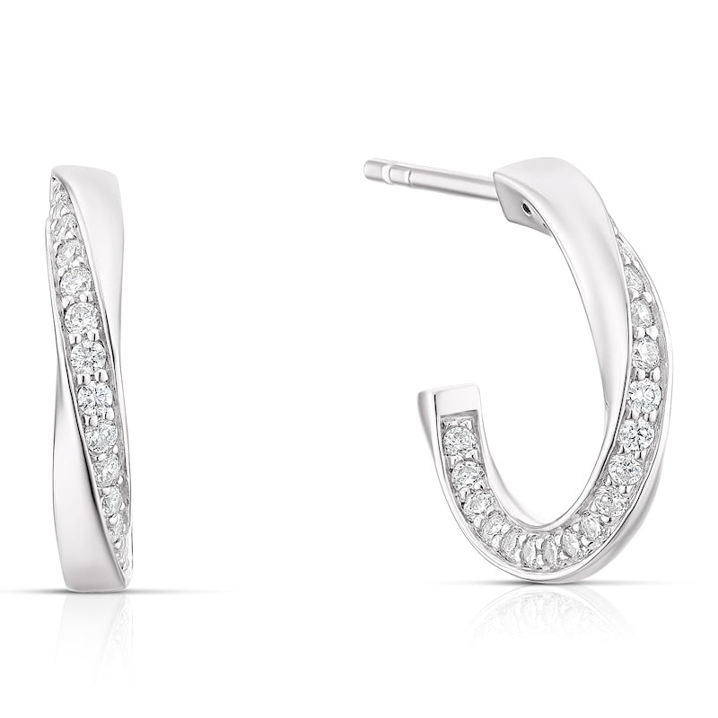 Sterling Silver Cubic Zirconia Twist Half Hoop Earrings