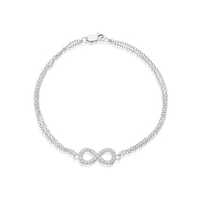 Sterling Silver 7" Cubic Zirconia Eternity Symbol Bracelet