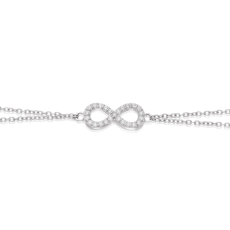 Sterling Silver 7" Cubic Zirconia Eternity Symbol Bracelet