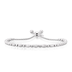 Sterling Silver 9" Diamond Cut & Polish Bead Adjustable Bracelet
