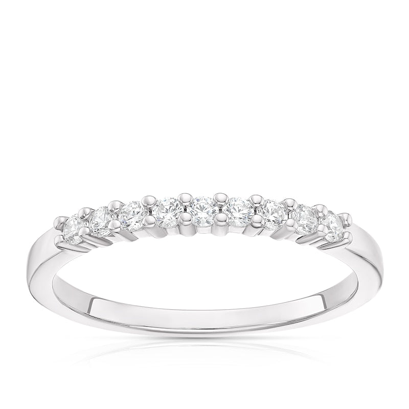 9ct White Gold Cubic Zirconia Claw Set Eternity Ring