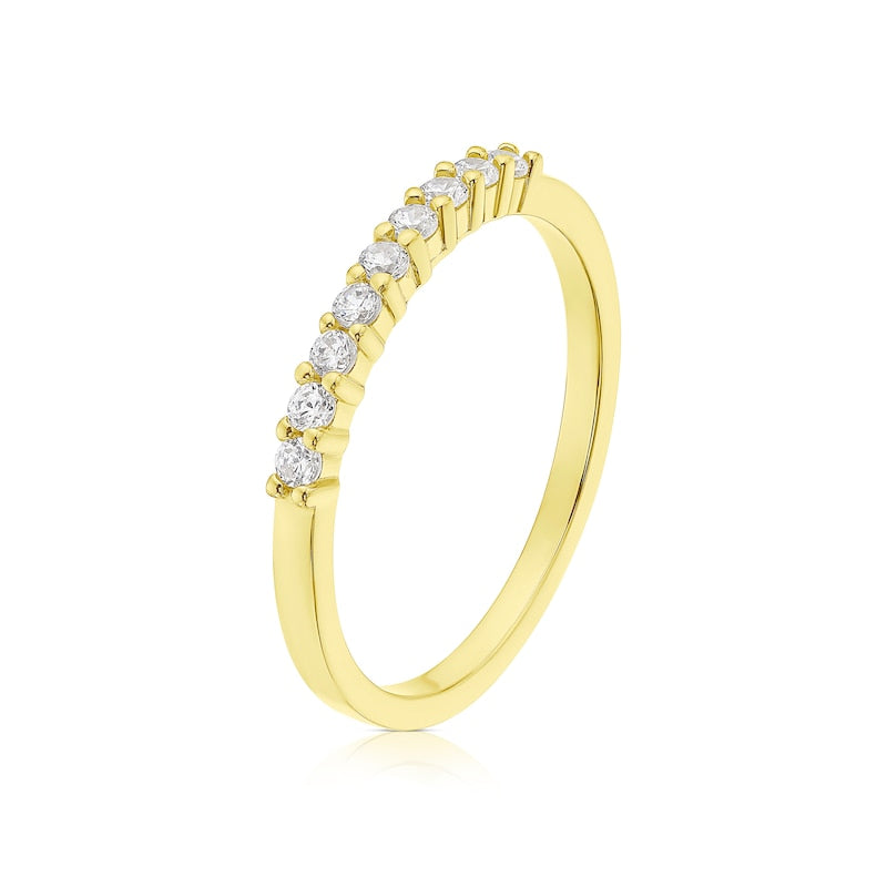 9ct Yellow Gold Cubic Zirconia Claw Set Eternity Ring