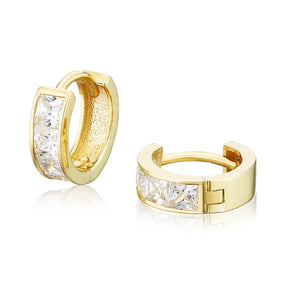 9ct Yellow Gold Cubic Zirconia Huggie Hoop Earrings
