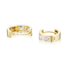 9ct Yellow Gold Cubic Zirconia Huggie Hoop Earrings