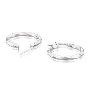 9ct White Gold Twist Hoop Earrings