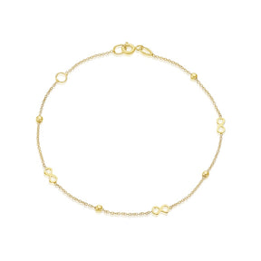 9ct Yellow Gold Eternity Symbol & Ball Station Bracelet