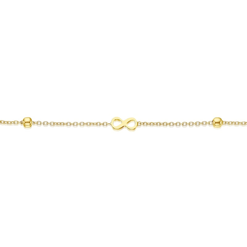9ct Yellow Gold Eternity Symbol & Ball Station Bracelet
