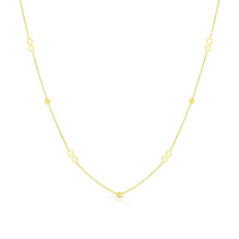 9ct Yellow Gold Eternity Symbol & Ball Station Chain