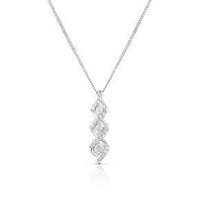 9ct White Gold 0.25ct Diamond Trilogy Twist Pendant