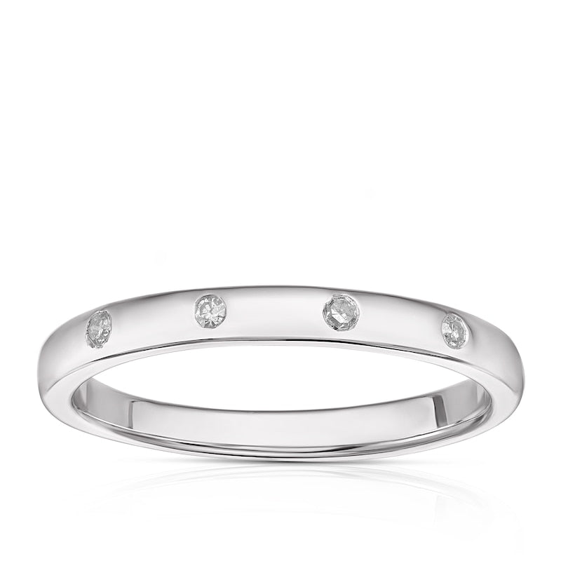 Sterling Silver Diamond Flush Set Ring