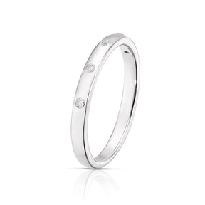 Sterling Silver Diamond Flush Set Ring